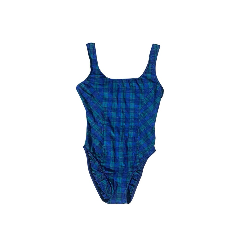 Vintage Jantzen Plaid Ruched Women’s Bathing Suit Swimsuit Size 10 One Piece